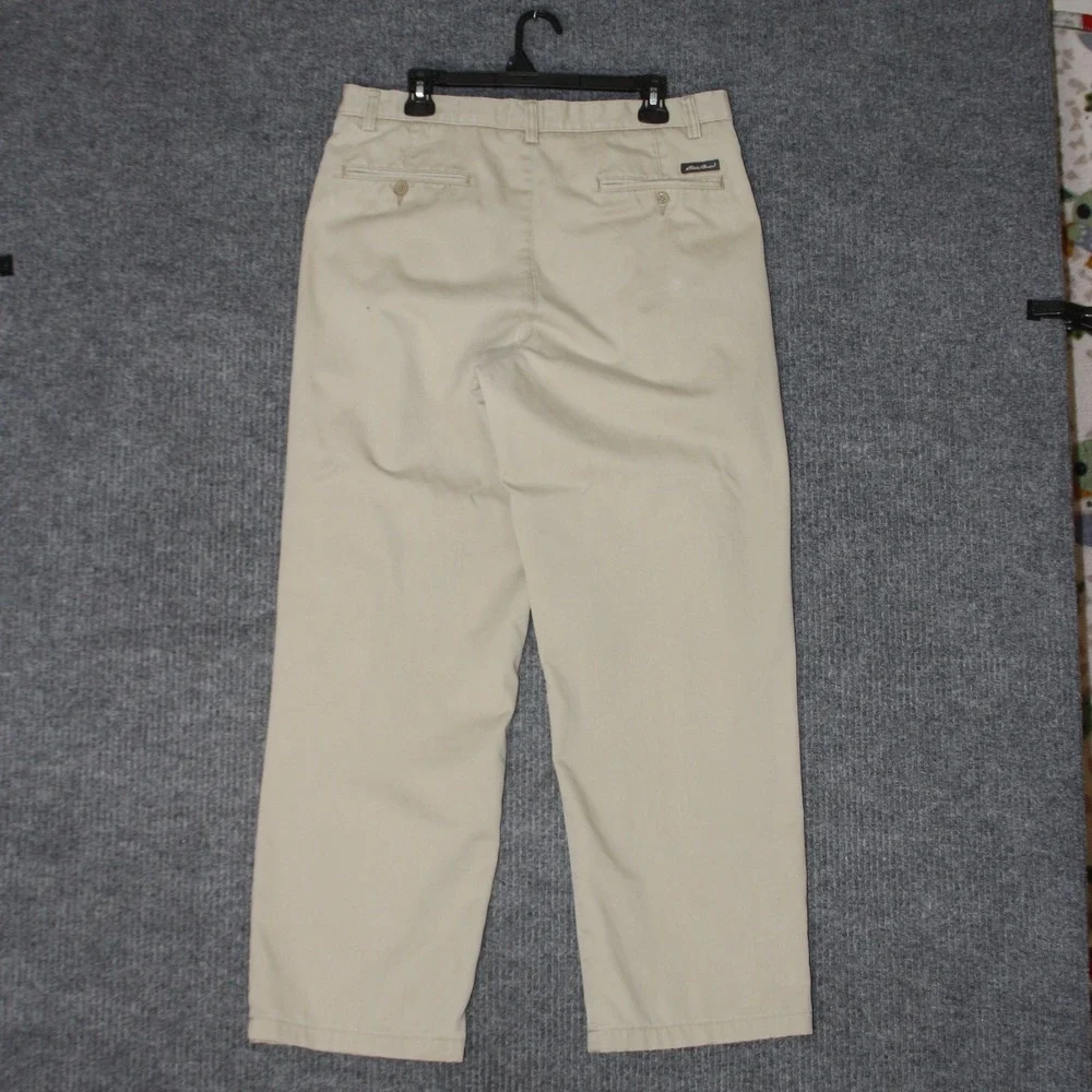Eddie Bauer Chino Pants Mens 34x30 Tan Good Relaxed‎ Fit Pleated Cotton Khaki